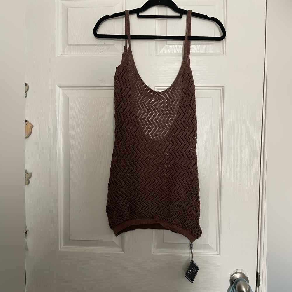 NWT Zaful Women’s size Small (4) Brown Knit beach coverup